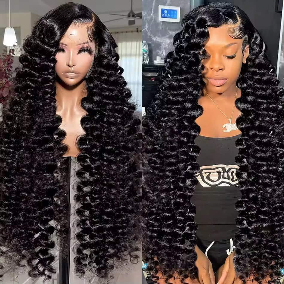 24" HD Deep Wave Frontal Wig – Natural Black (1B) | Defined Curls