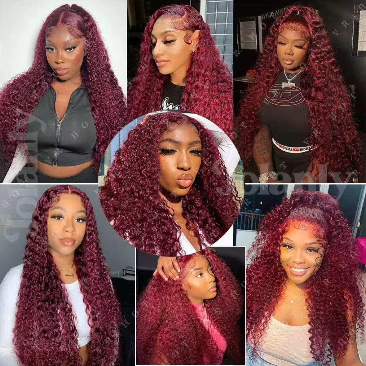 28”inch 99J Burgundy Lace Frontal