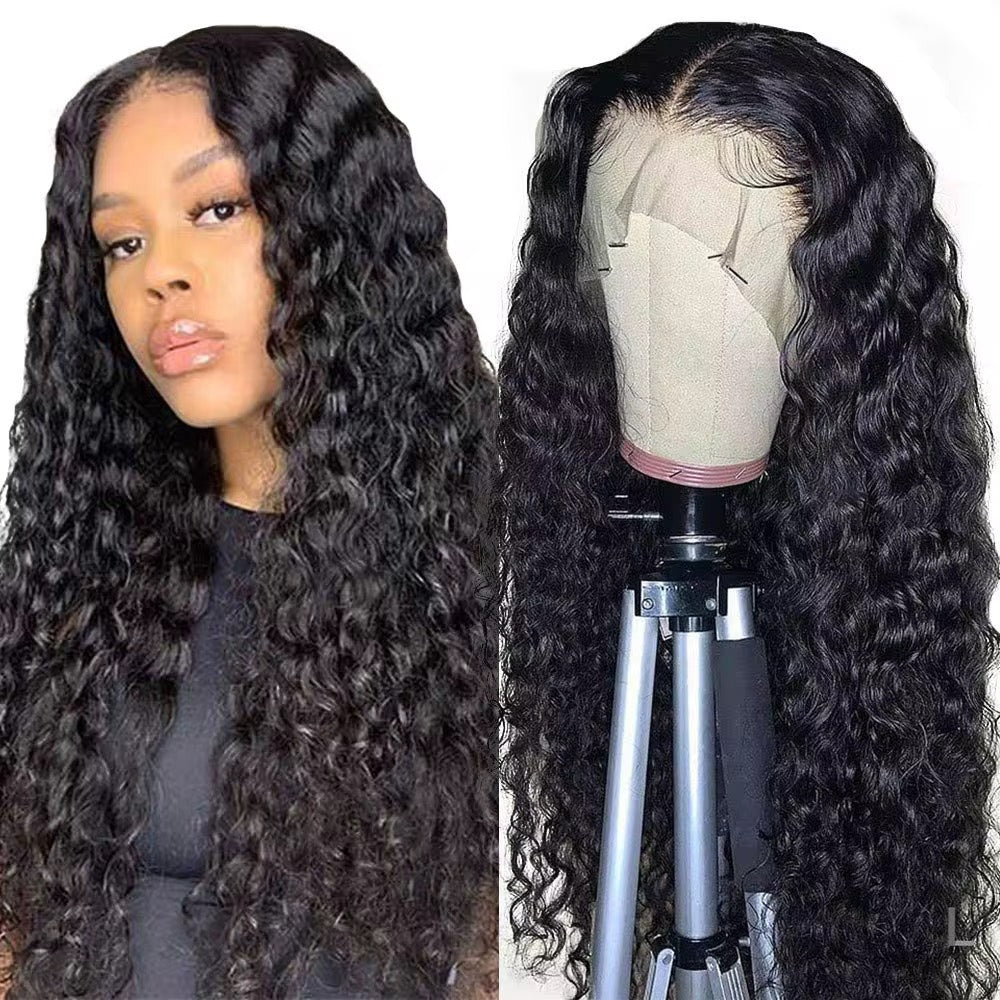 24" HD Deep Wave Frontal Wig – Natural Black (1B) | Defined Curls
